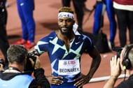 Bednarek during the 400m hurdles event of the 2021 Lausanne Diamond League meet (Image via: Getty)